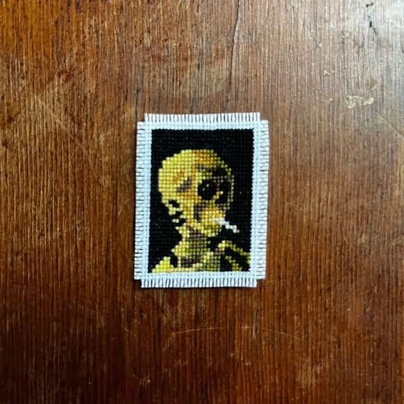 Van Gogh’s “Skull of a Skeleton with Burning Cigarette” in Mini Cross Stitch Art - Picture 2 of 4